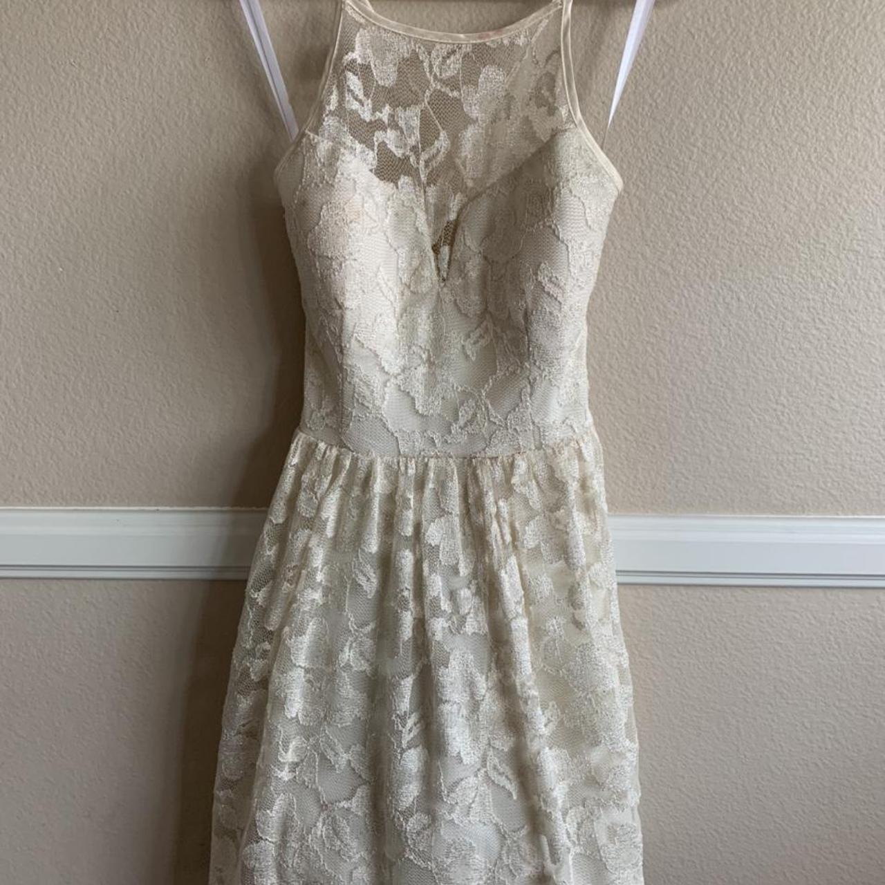 Windsor Women's White and Gold Dress | Depop