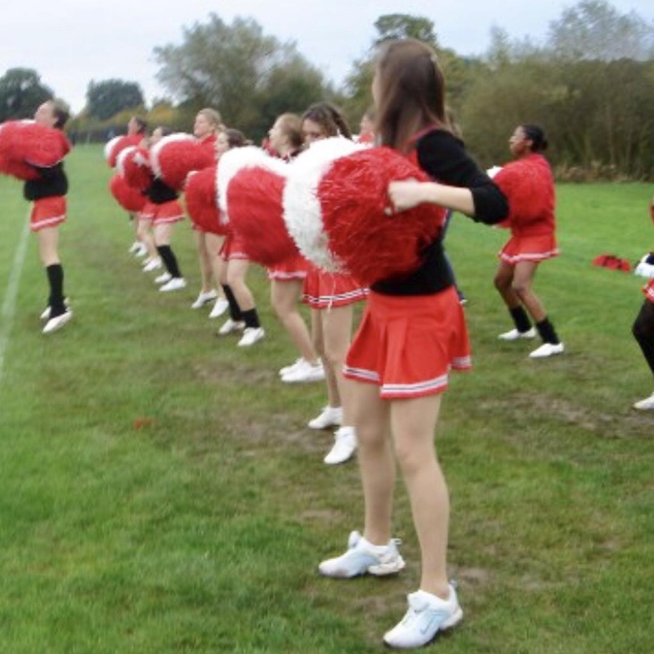 Cheerleading Pom Poms, red and white. Used but... Depop