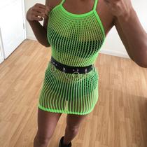 Neon green fishnet outlet dress