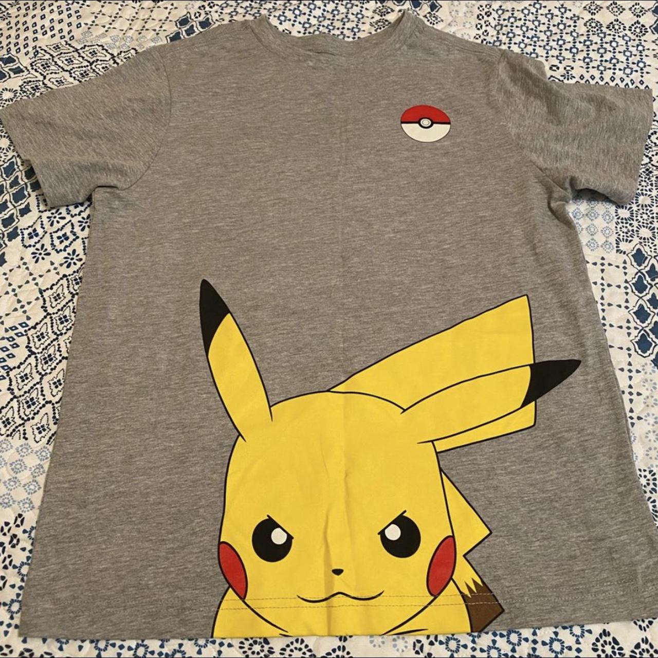 Gray Pokémon Pikachu T-Shirt Size L Juniors 10/12... - Depop