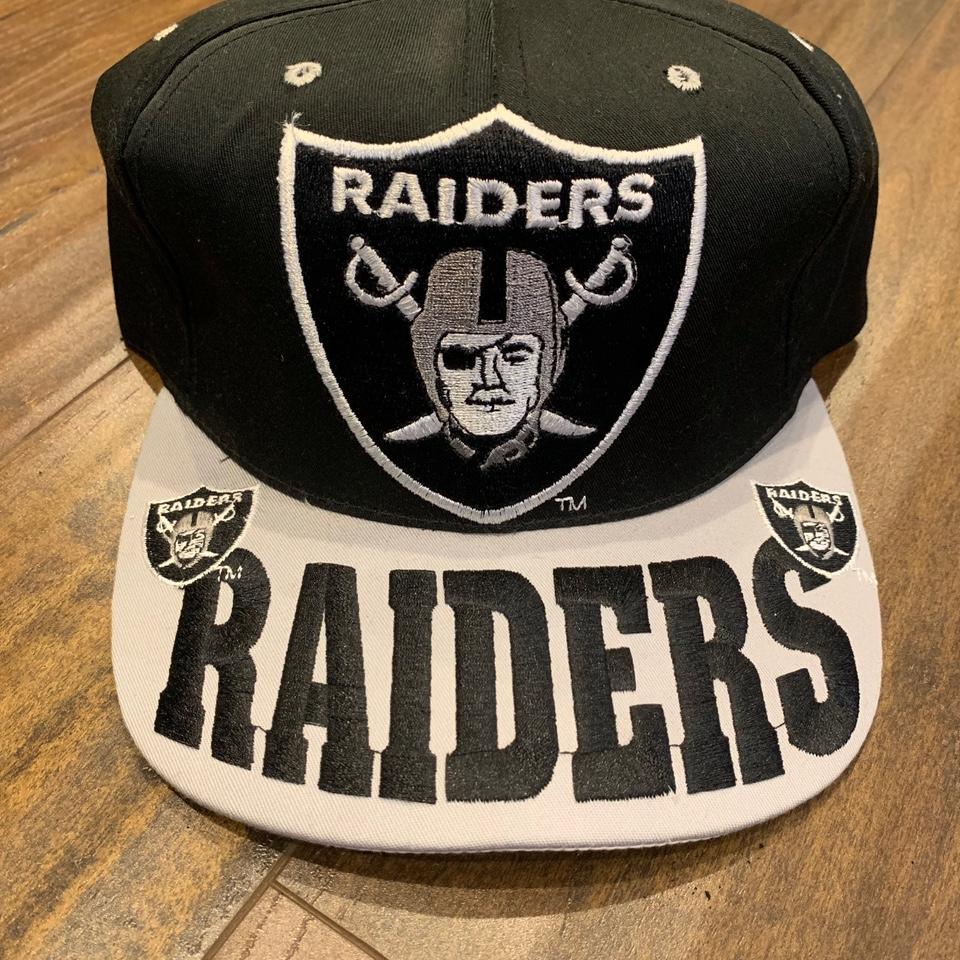 Vintage 1990s Leather Oakland Raiders SnapBack With - Depop