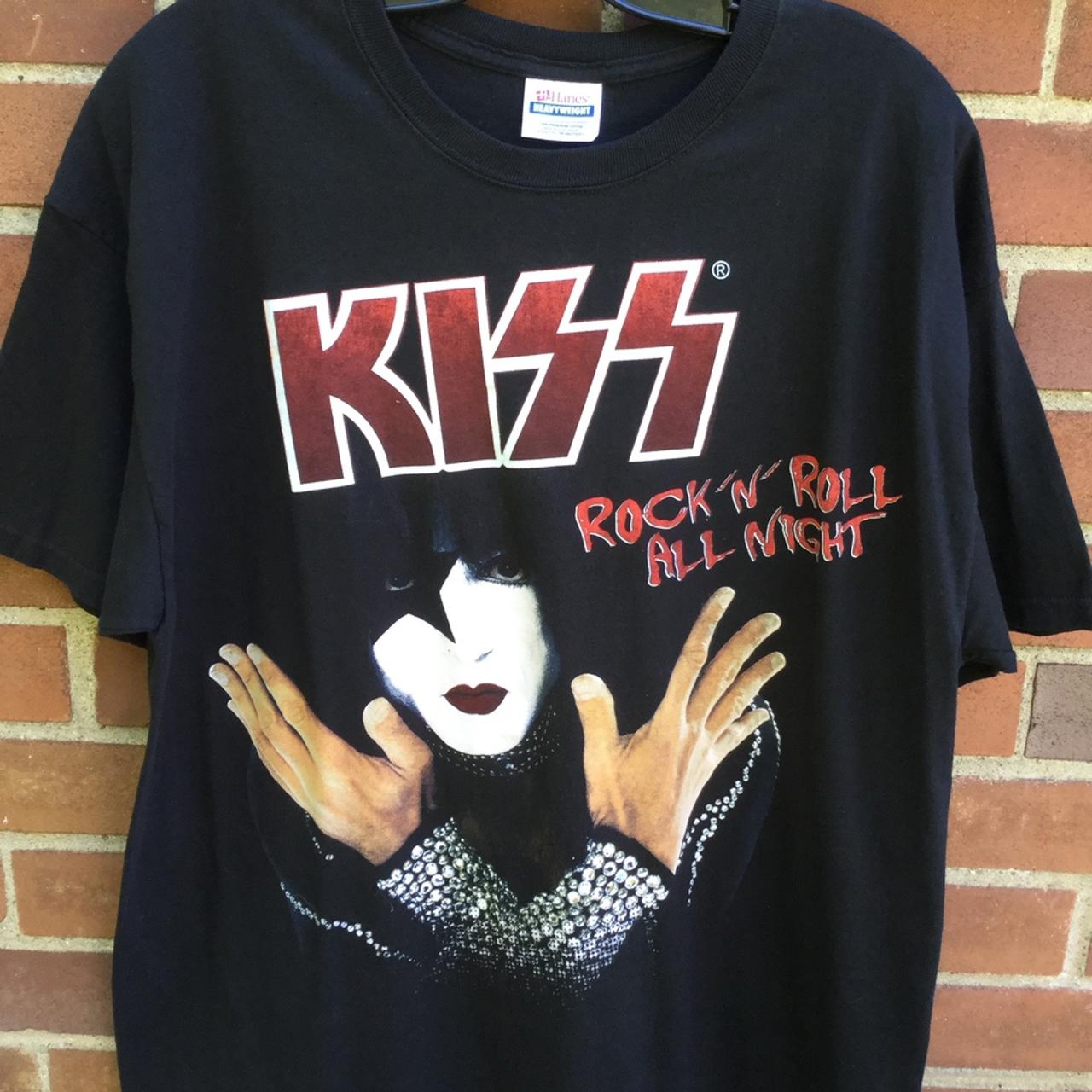 kind Forskelsbehandling præst Vintage Kiss Rock and Roll all Night T shirt Brand... - Depop
