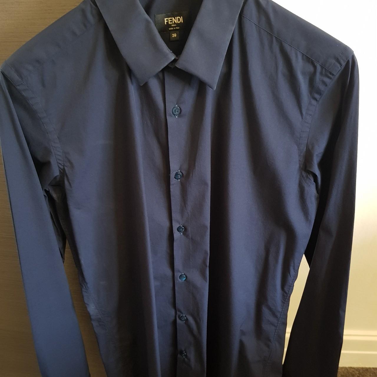 Fendi Mens Navy Blue Long Sleeved Shirt Small Eur39