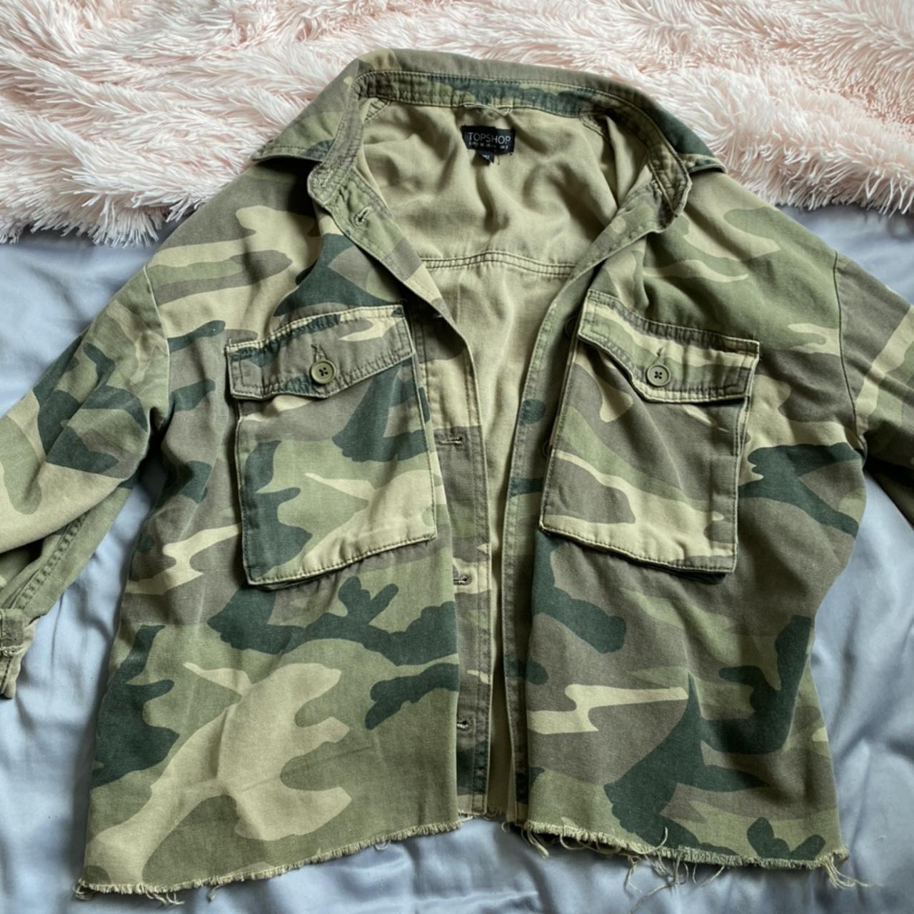 Camo denim jacket topshop best sale