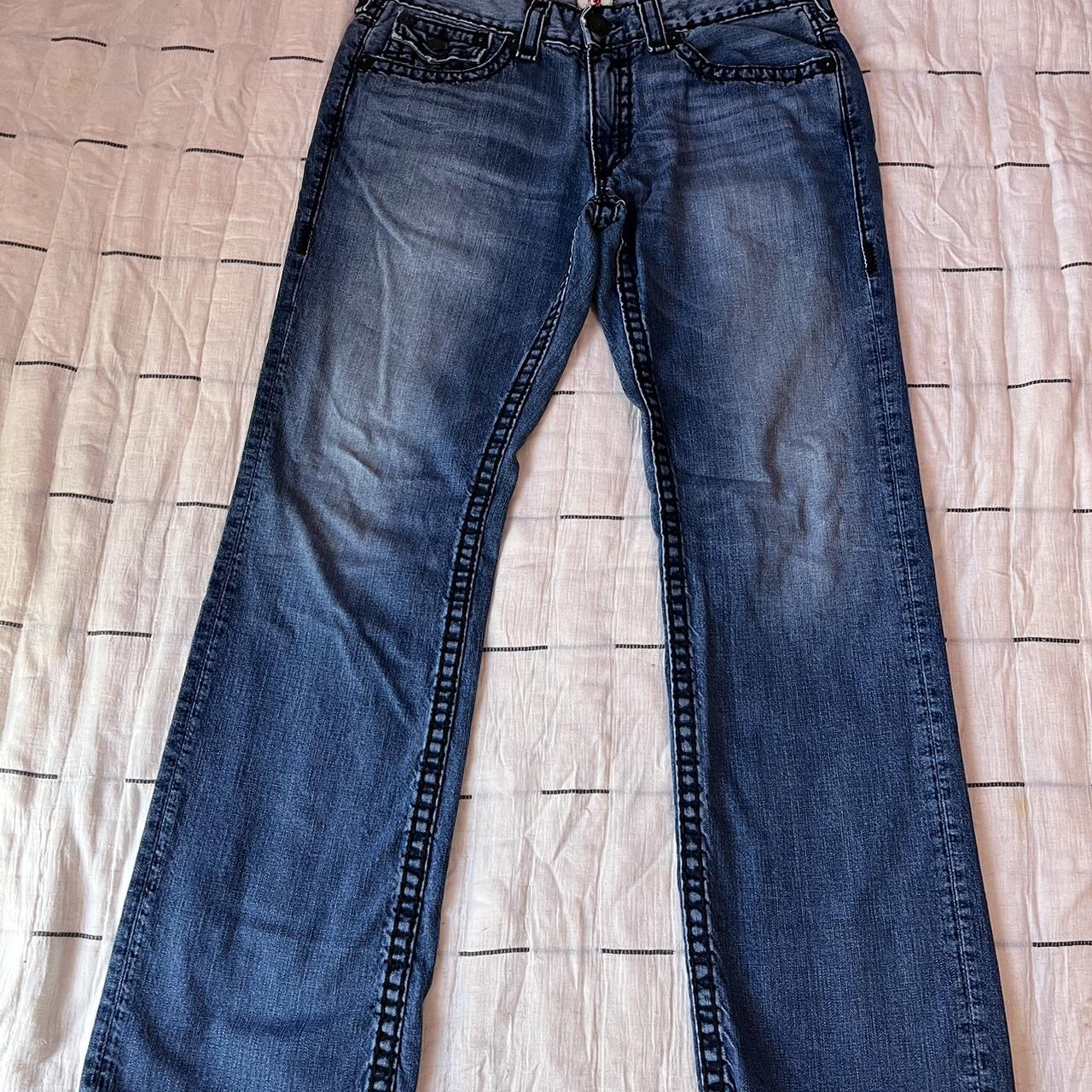 Black Stitch True Religion Jeans - SIZE 36 - Rare -... - Depop