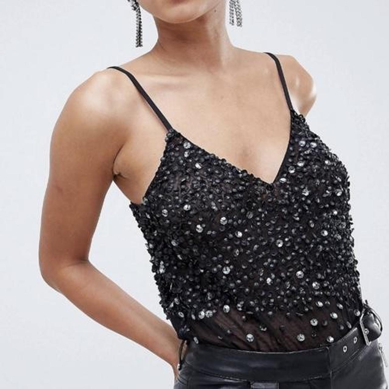 ⭐️ ASOS Sequin Embellishment Bodysuit 💗, • black