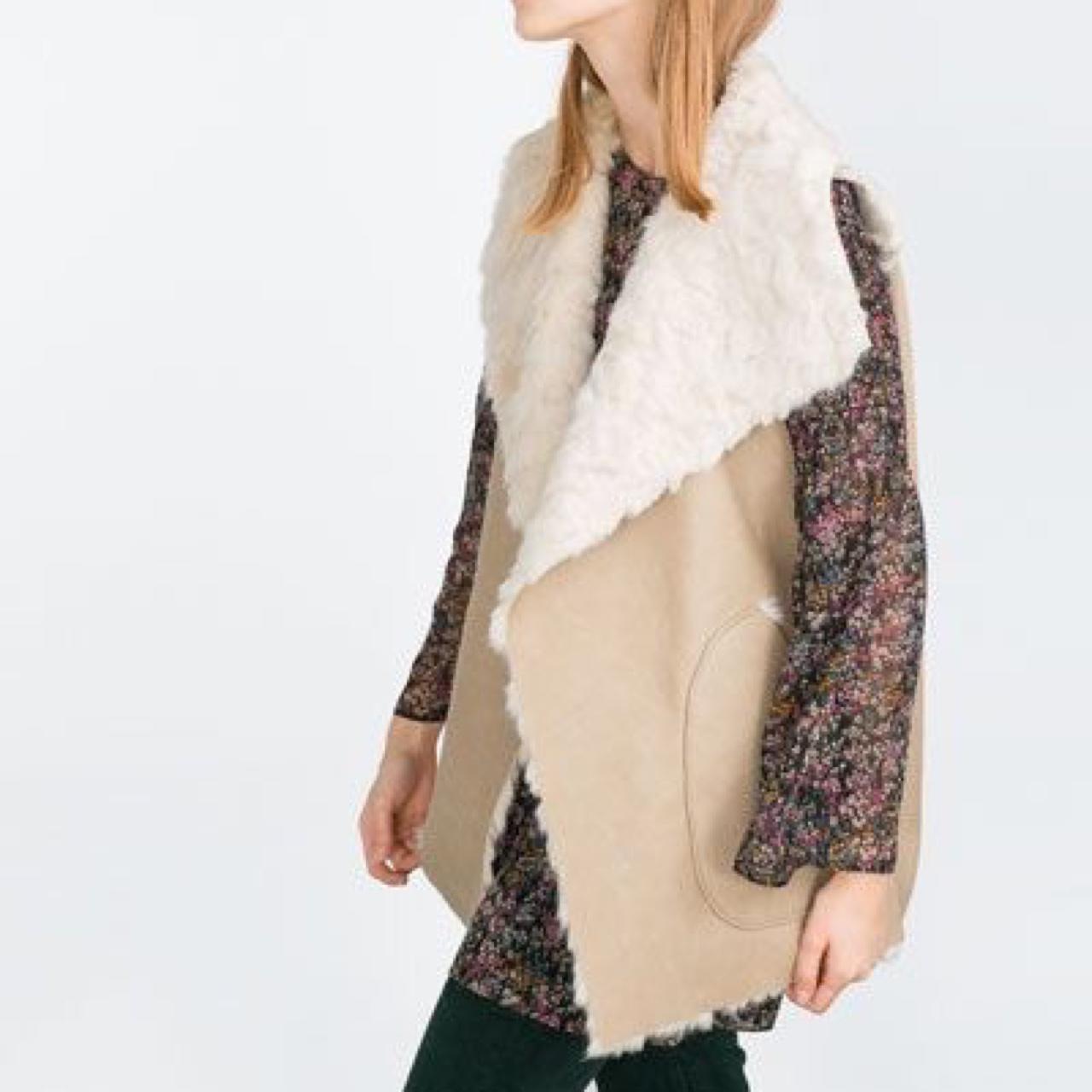 zara cream leather gilet