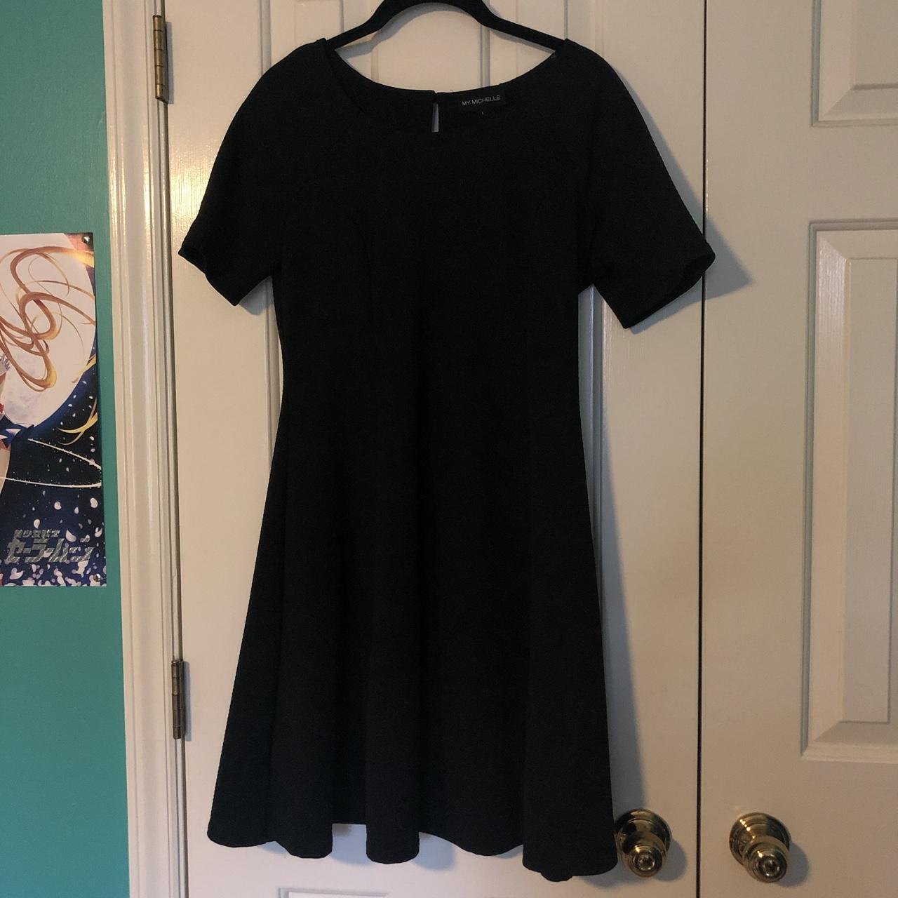 black short sleeve dress, knee length, worn once to... - Depop