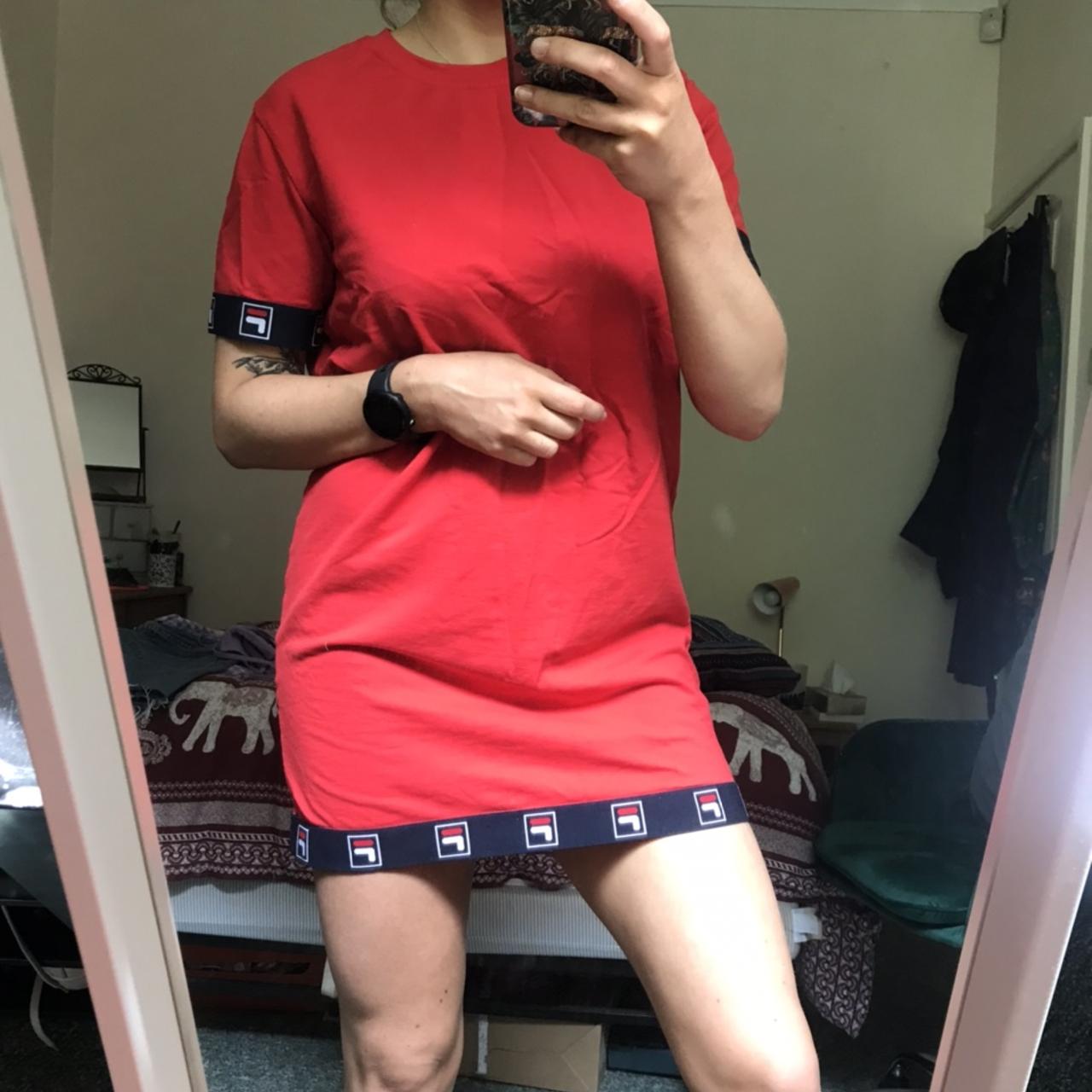 Red Fila t-shirt dress with logo Super