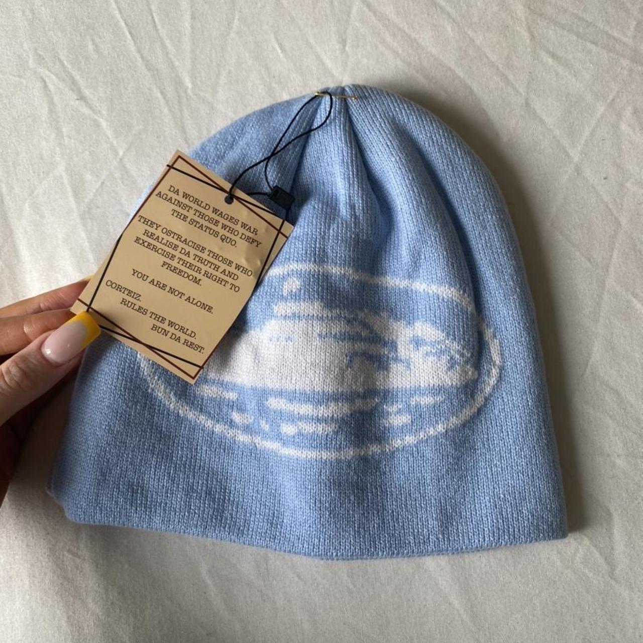 Corteiz Men's Blue and White Hat | Depop