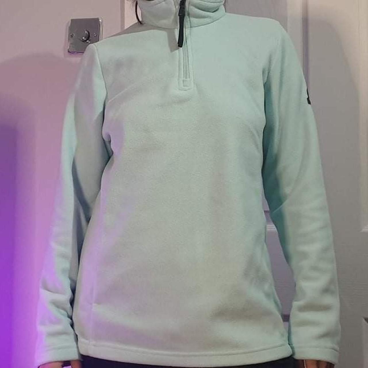 Super cute pastel/duck egg blue fleece jumper with... Depop