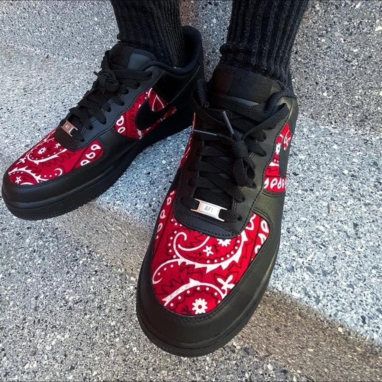 Bandana Air Force 1 Custom  Red bandana shoes, Sneakers fashion, Nike  shoes outfits