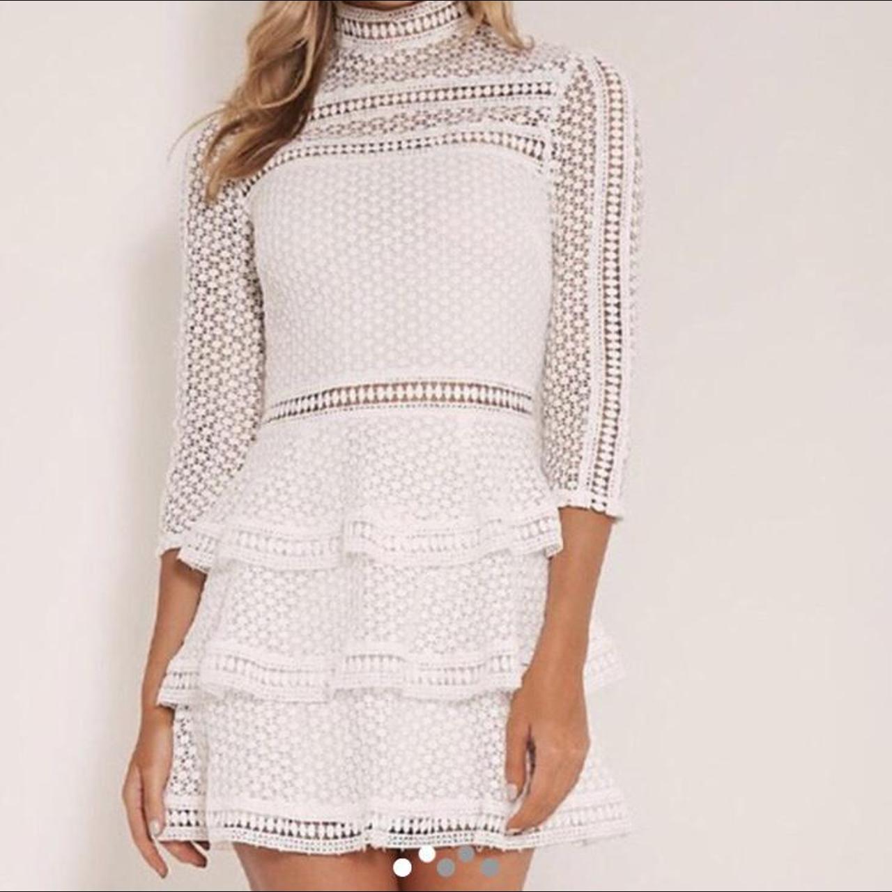 pretty little thing white crochet dress