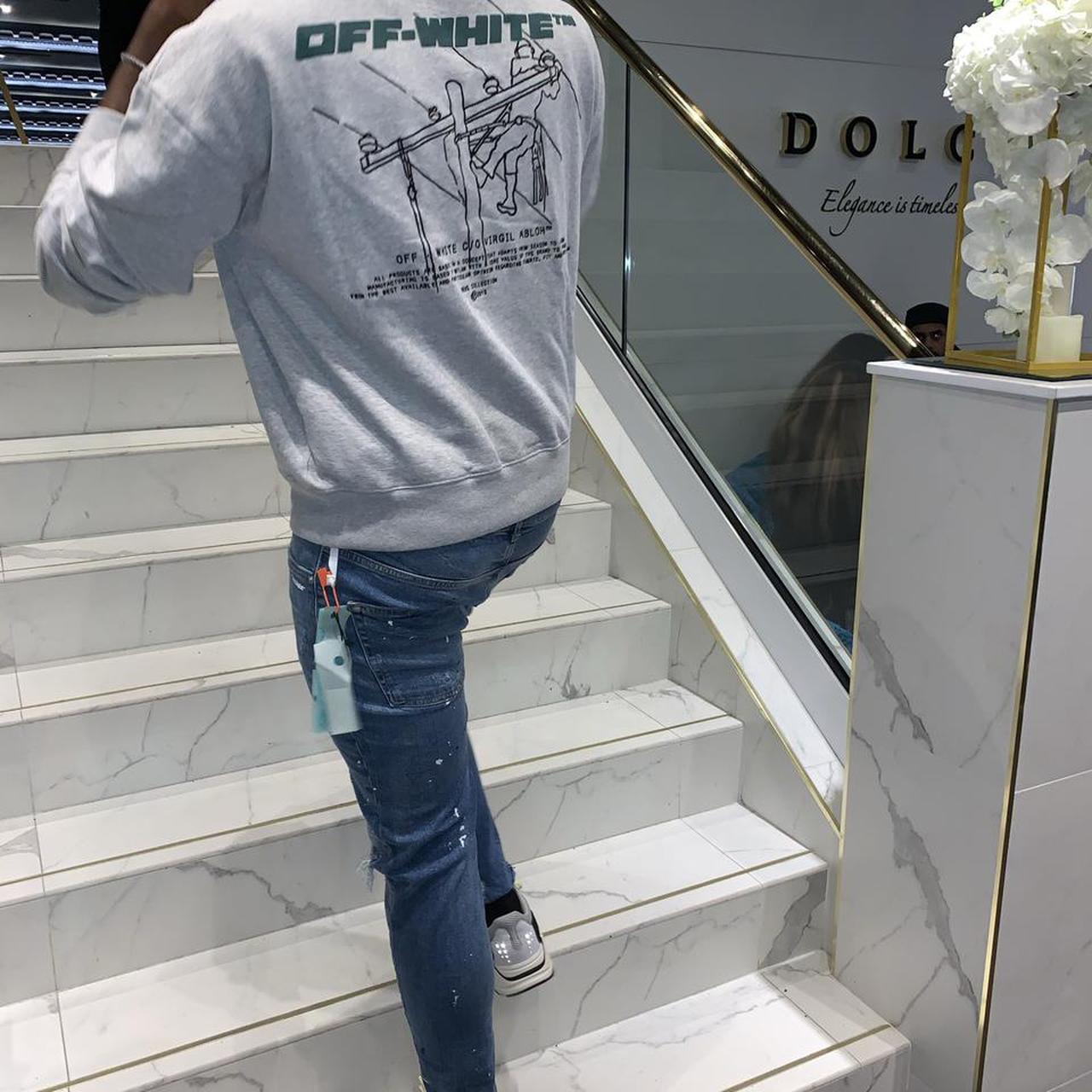 Grey offwhite oversized hoodie Medium RRP Depop