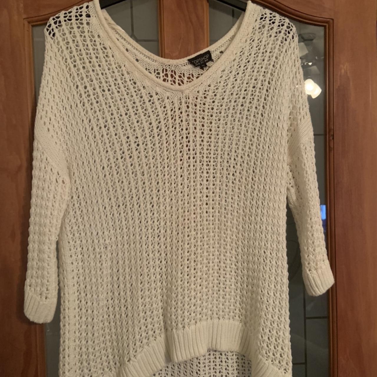 Women’s white knitted top shop jumper for sale!... - Depop