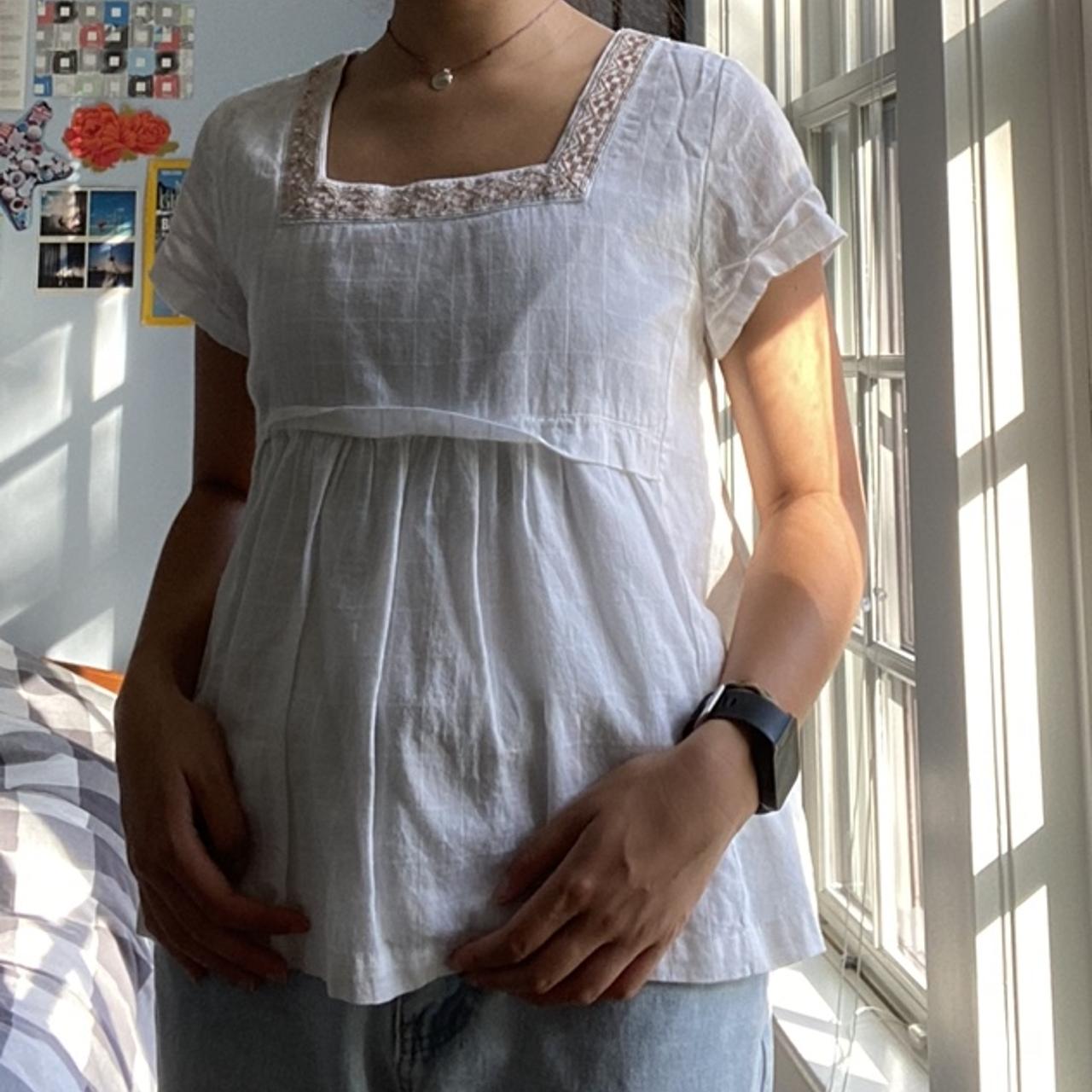 Abercrombie white babydoll top square neckline with | Depop