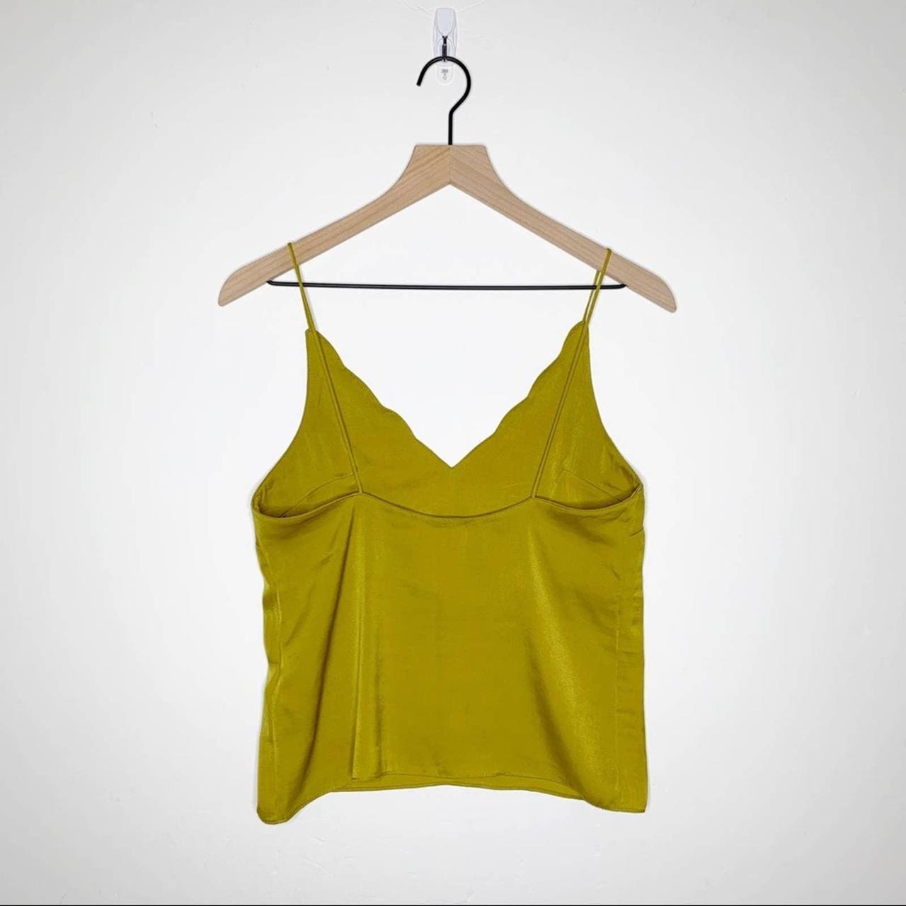 Topshop Scallop Edge Satin Cami Top in Green. Size... - Depop