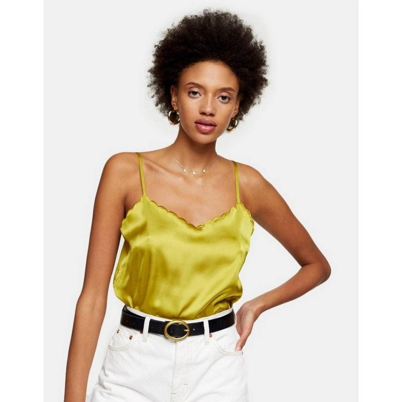 Topshop Scallop Edge Satin Cami Top In Green Size Depop 0646