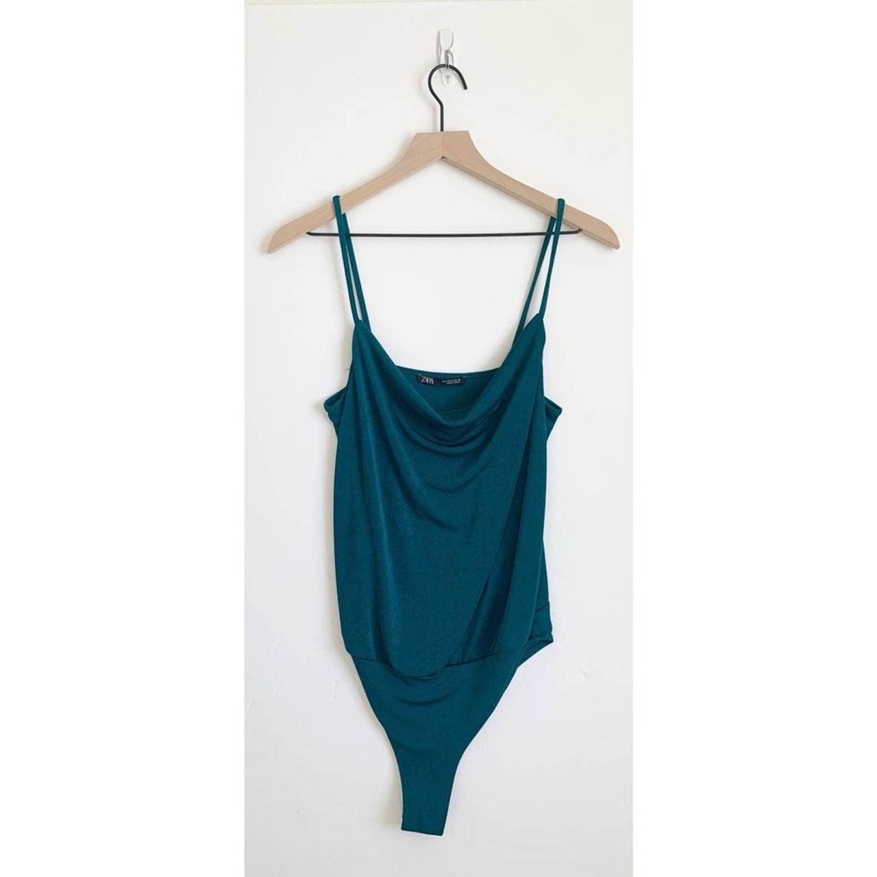 Zara Women's Green and Blue Bodysuit | Depop