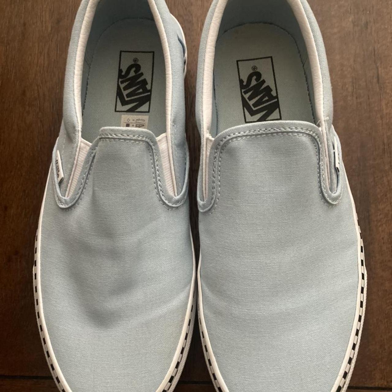 vans slip on check foxing blue
