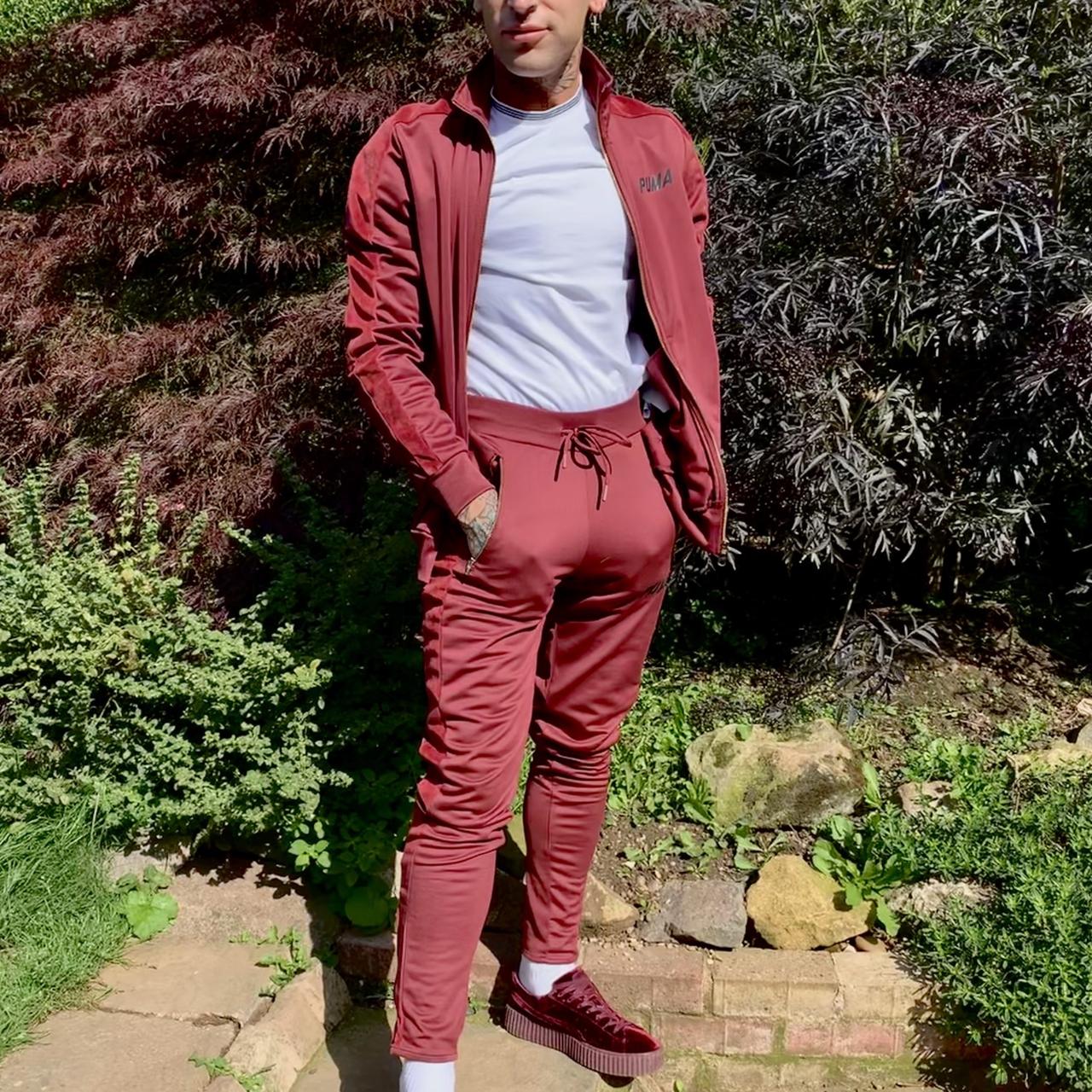 Burgundy puma tracksuit best sale