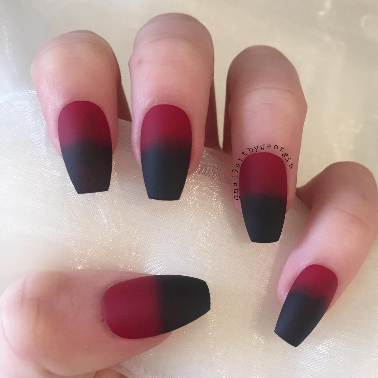 Black and Red Nails | Depop