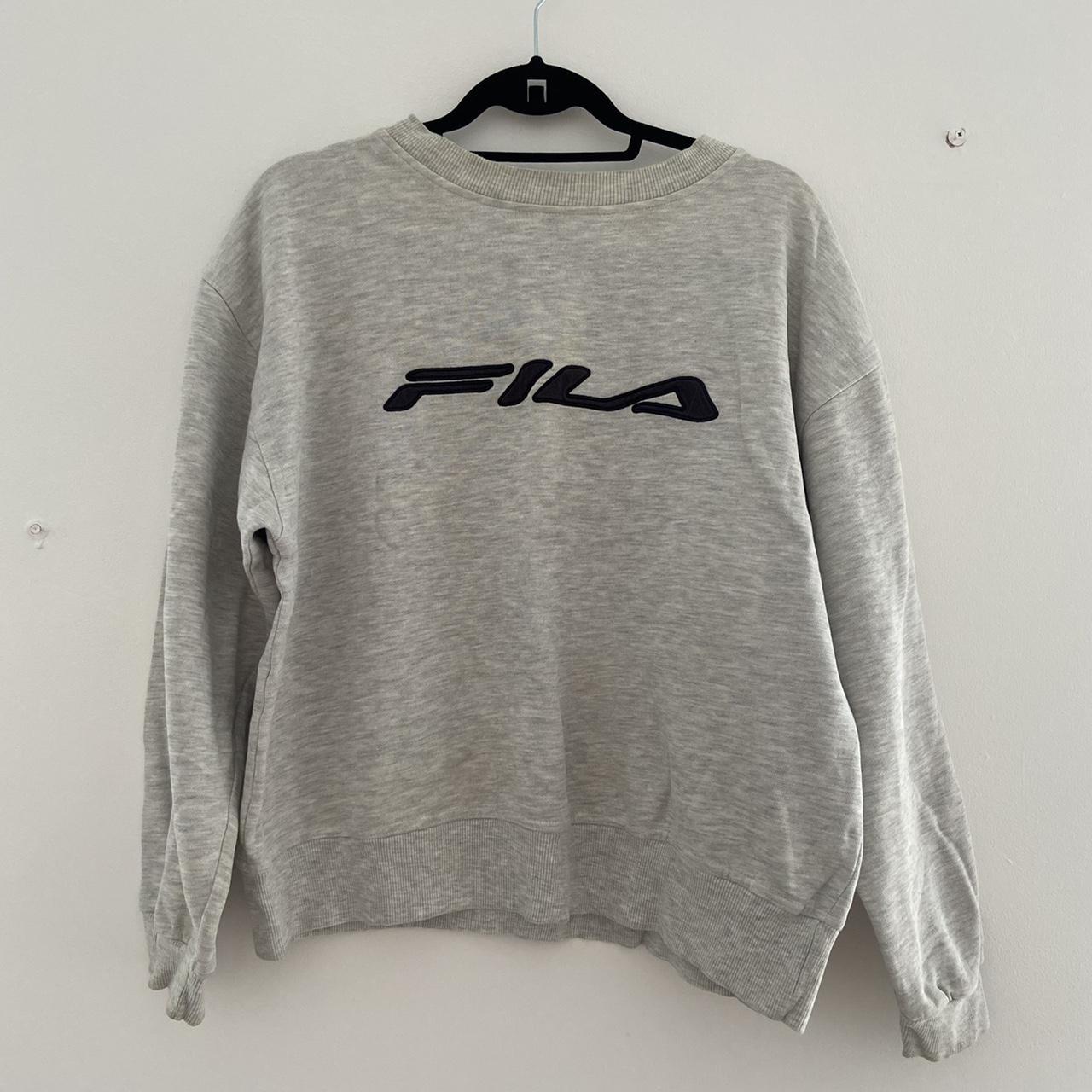 VINTAGE FILA JUMPER Grey vintage Fila jumper with... - Depop