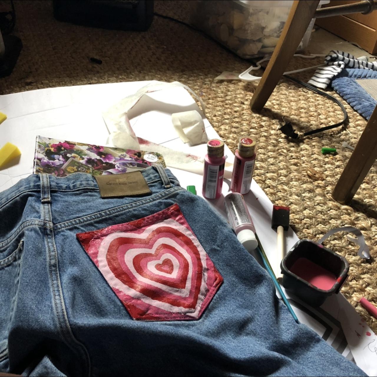 Custom Hand Painted Guess Jeans Size 33 x - Depop