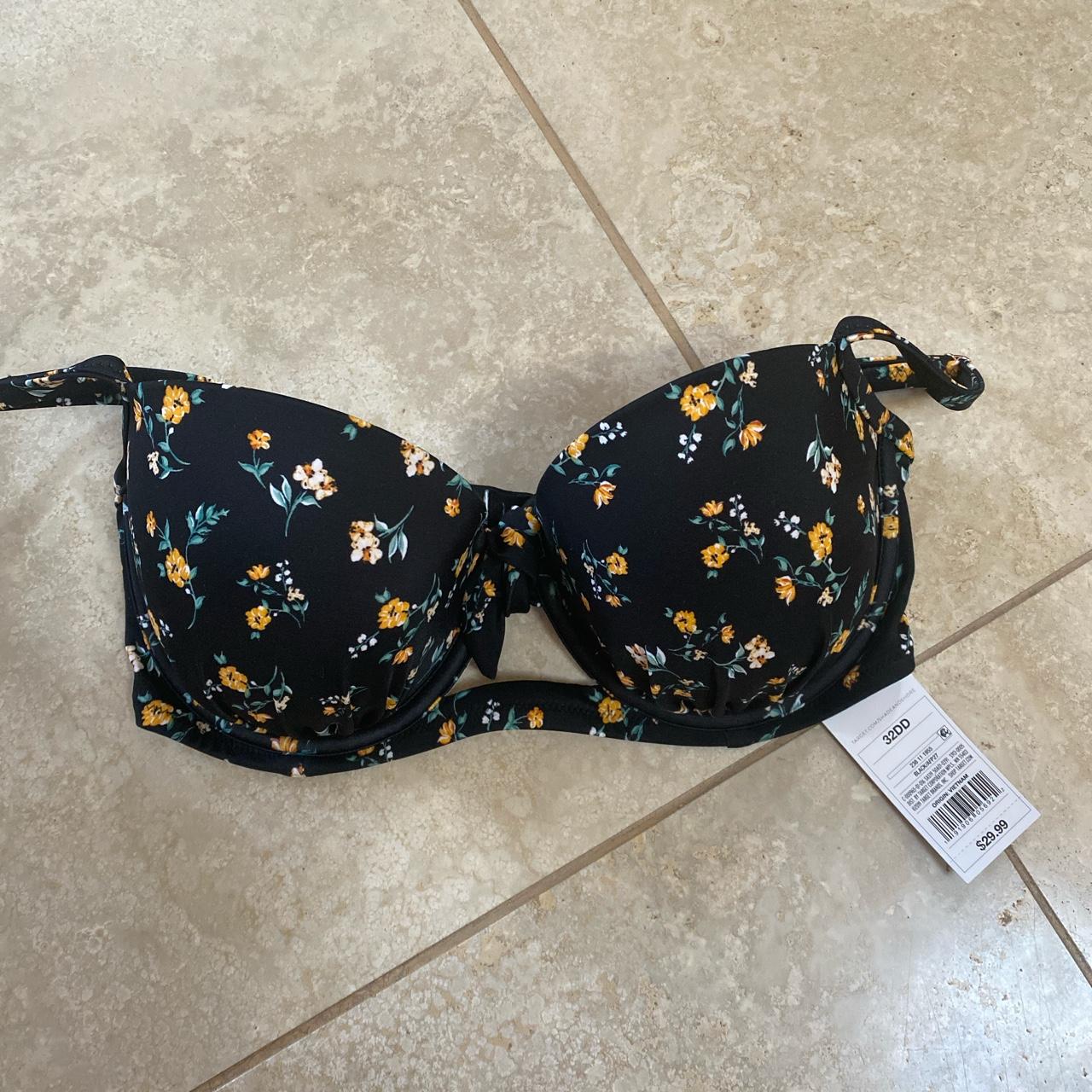 cute target floral bikini top new with tags size... - Depop
