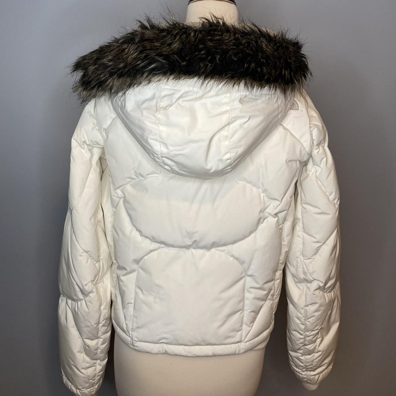 White north face puffer jacket with removable hood!!... Depop