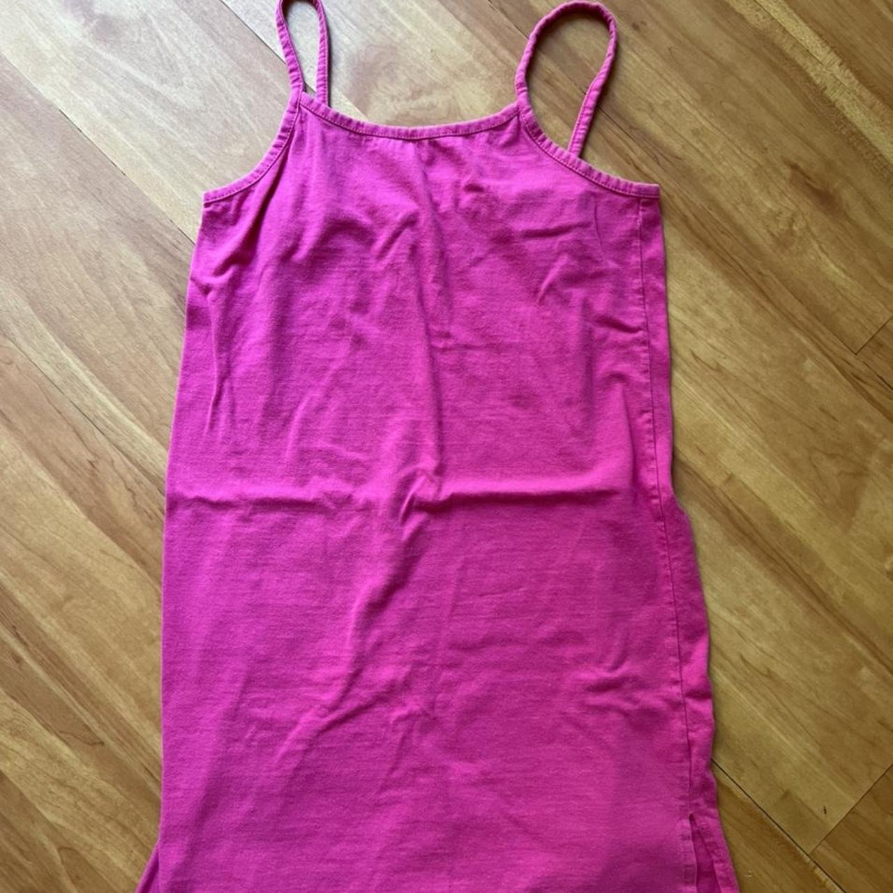 Hot Pink Tank dress ! Has micro slits on both sides... - Depop