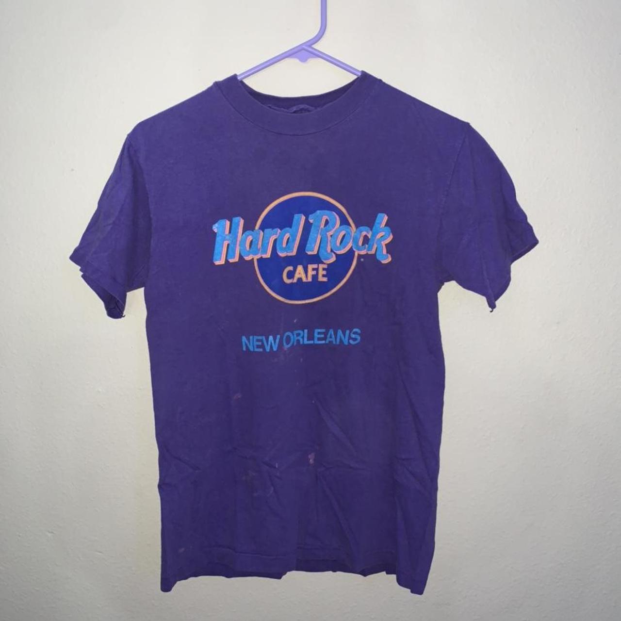 Hard Rock Cafe Men's Purple and Blue T-shirt | Depop