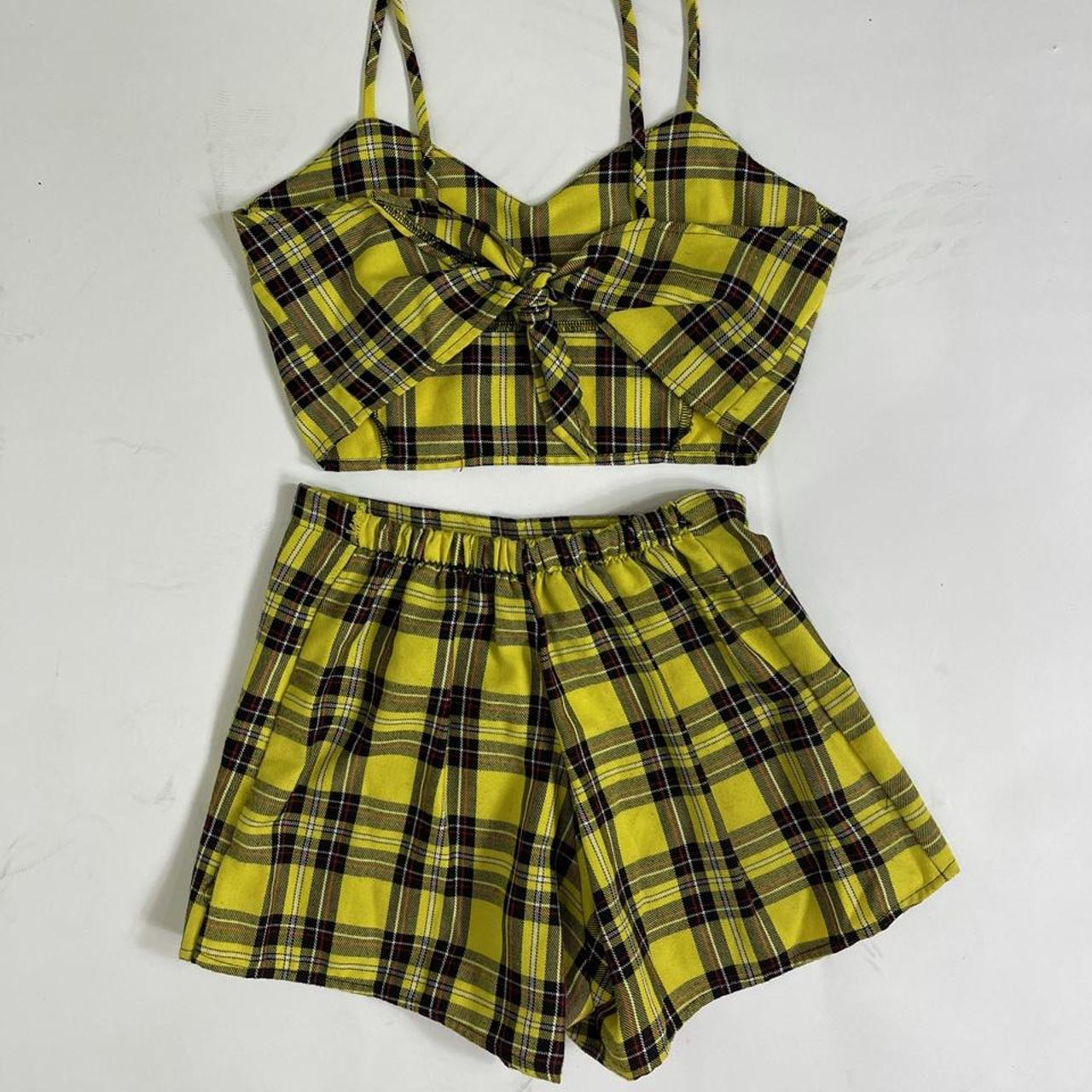 Clueless plaid set with skort #plaid #yellow #set... - Depop