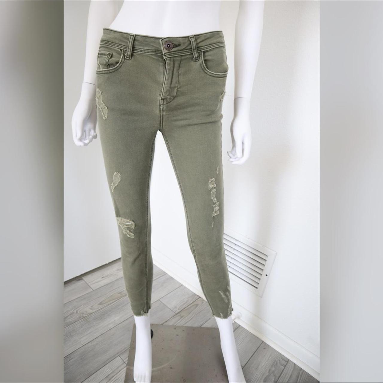 army green distressed jeans