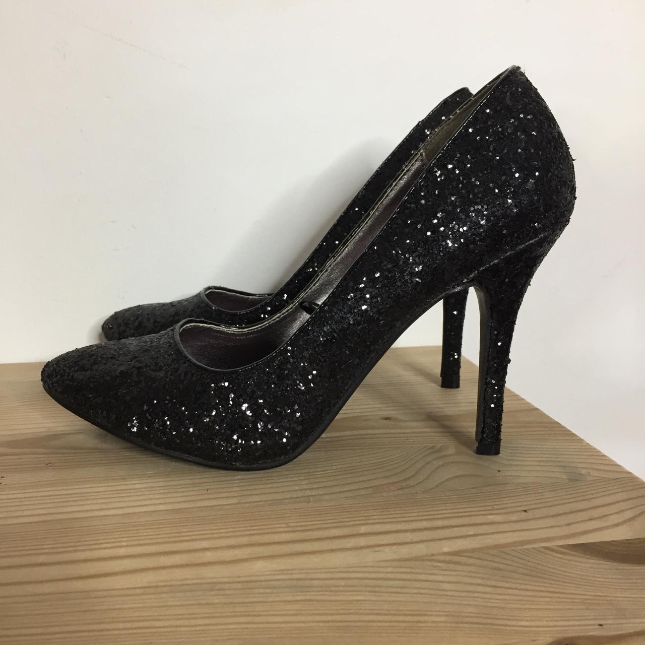 Black best sale glitter stilettos