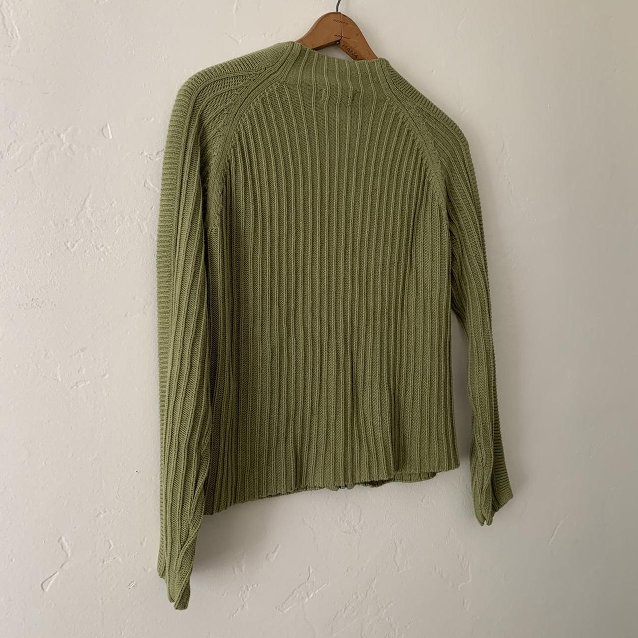 vintage grunge fairy knit sweater zip up chartreuse... - Depop