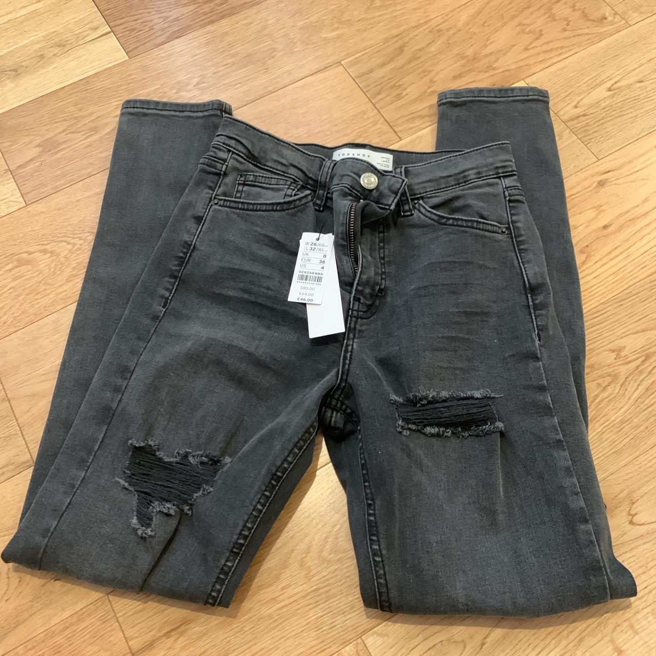 Topshop black ripped Jamie jeans, perfect condition... - Depop