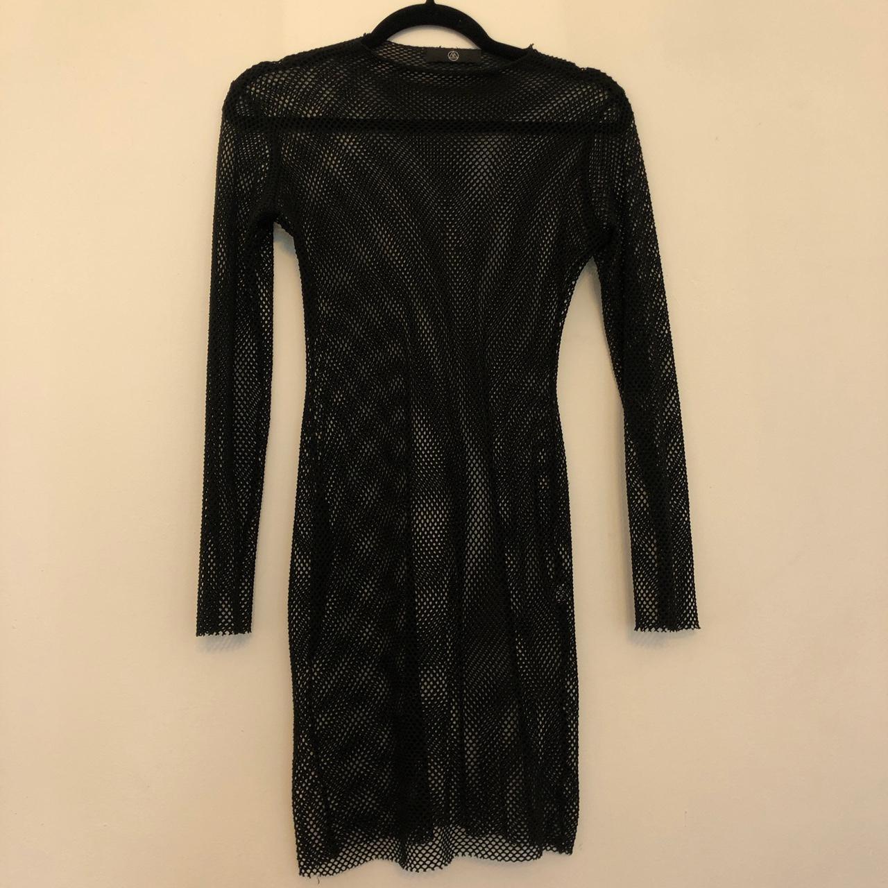 Missguided black fish net dress Size... - Depop