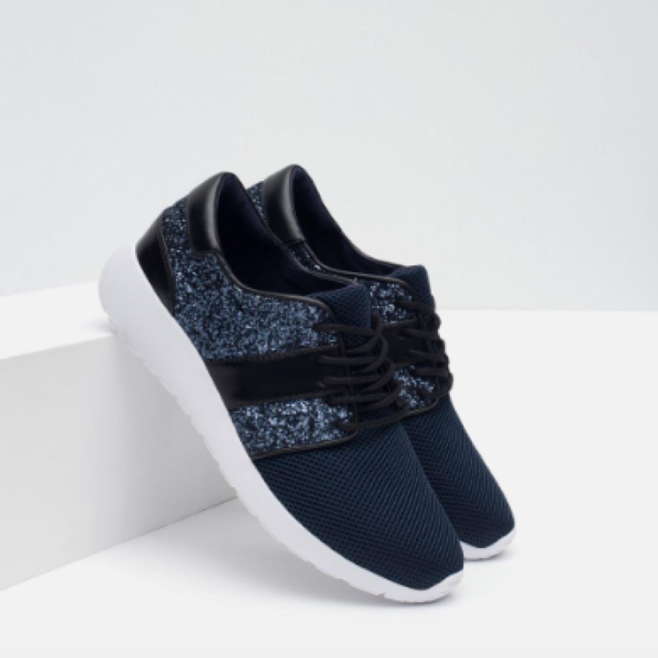 Zara navy glitter trainers, size 5, worn a couple