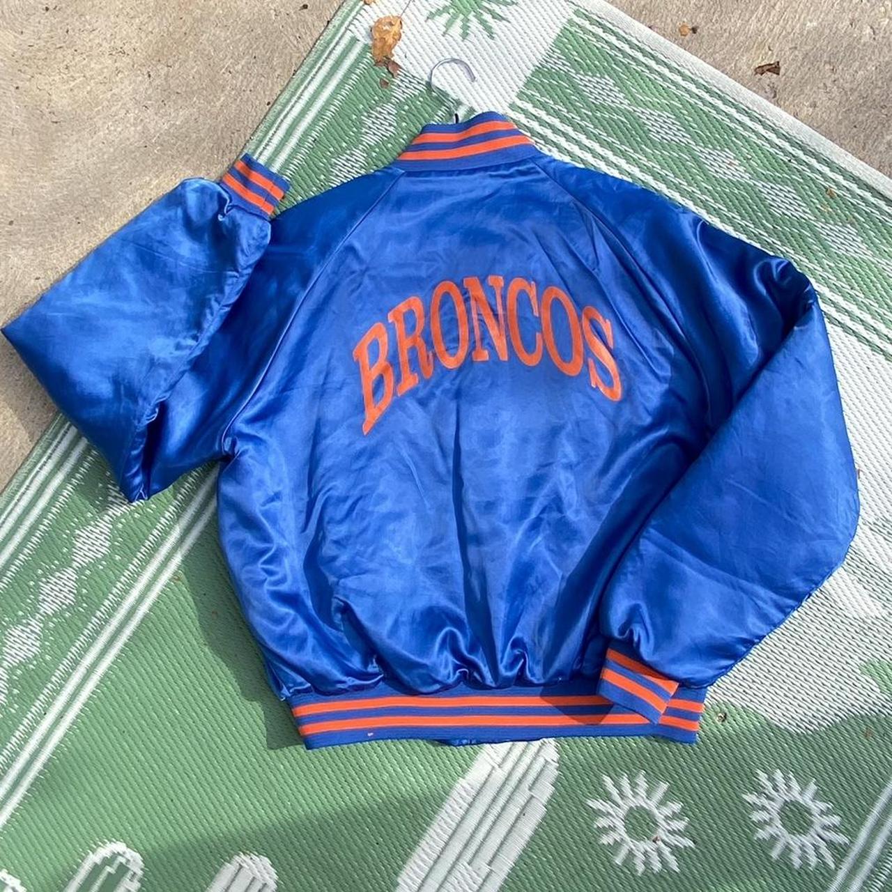 Starter Blue and Orange Satin Denver Broncos Jacket - HJacket