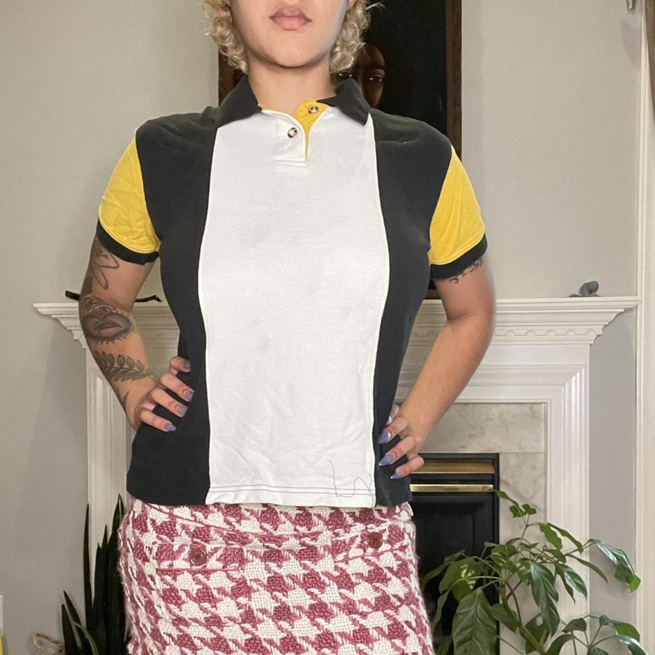 CAT Women's Yellow and White Polo-shirts | Depop