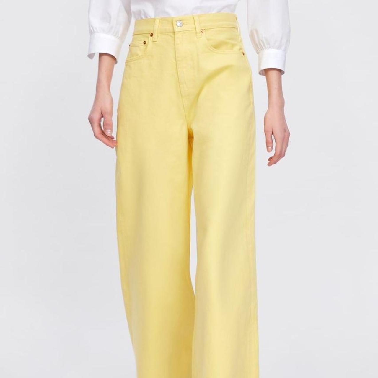 zara yellow wide leg jeans