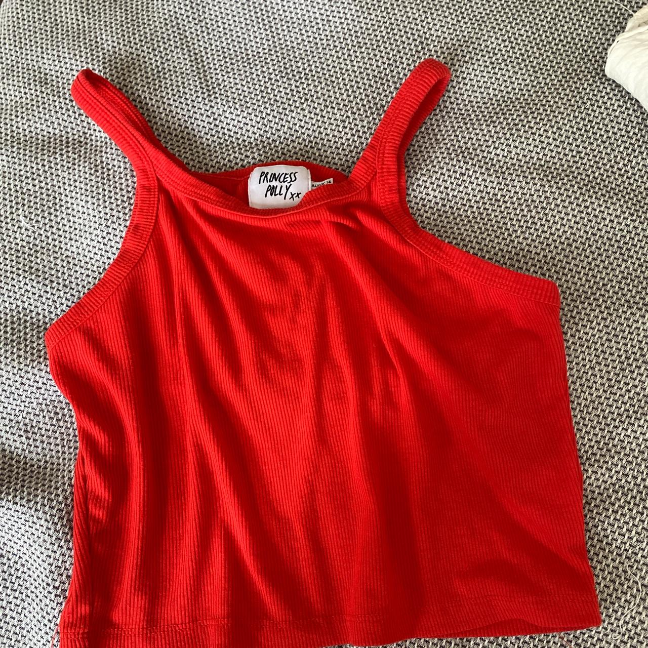 Princess Polly wild eyes tank in red ️ worn once!... - Depop