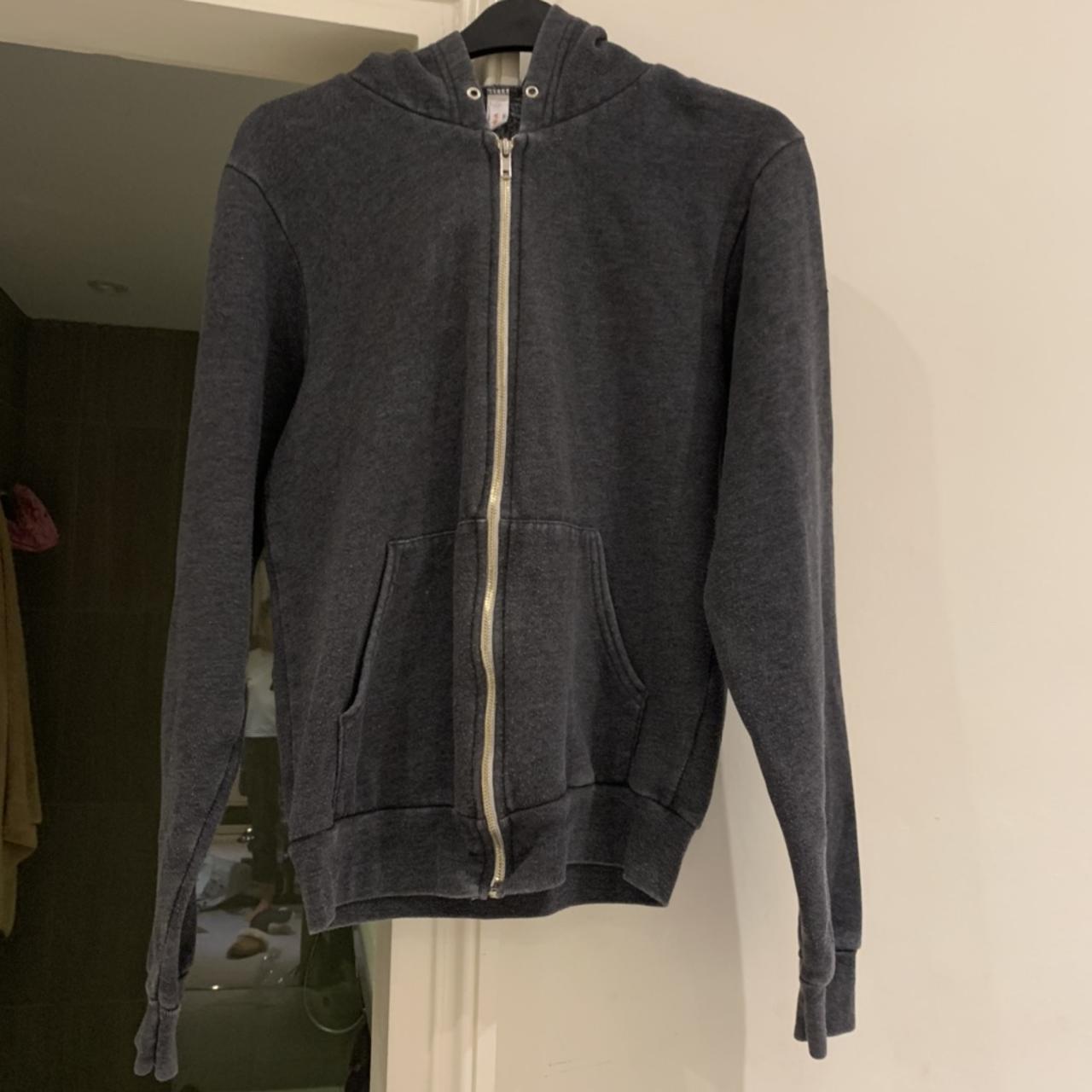 Charcoal grey American Apparel sweatshirt zip up... Depop