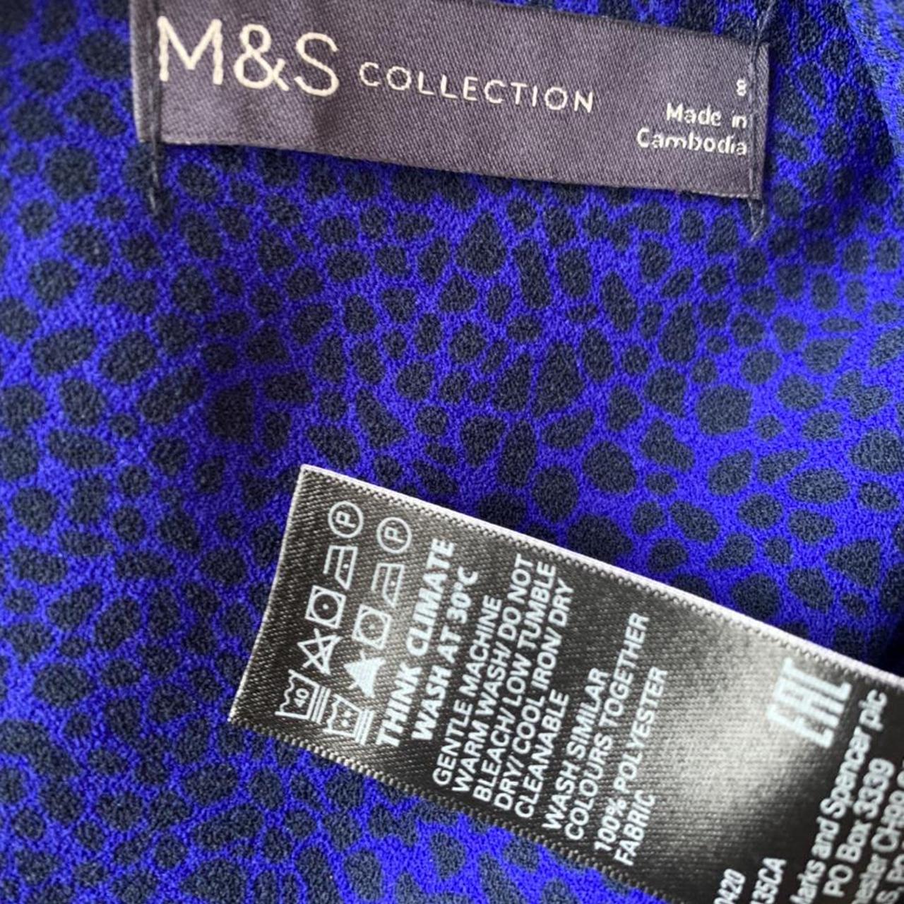 M&S Collection Bright Blue Animal Print V Neck 3/4... - Depop