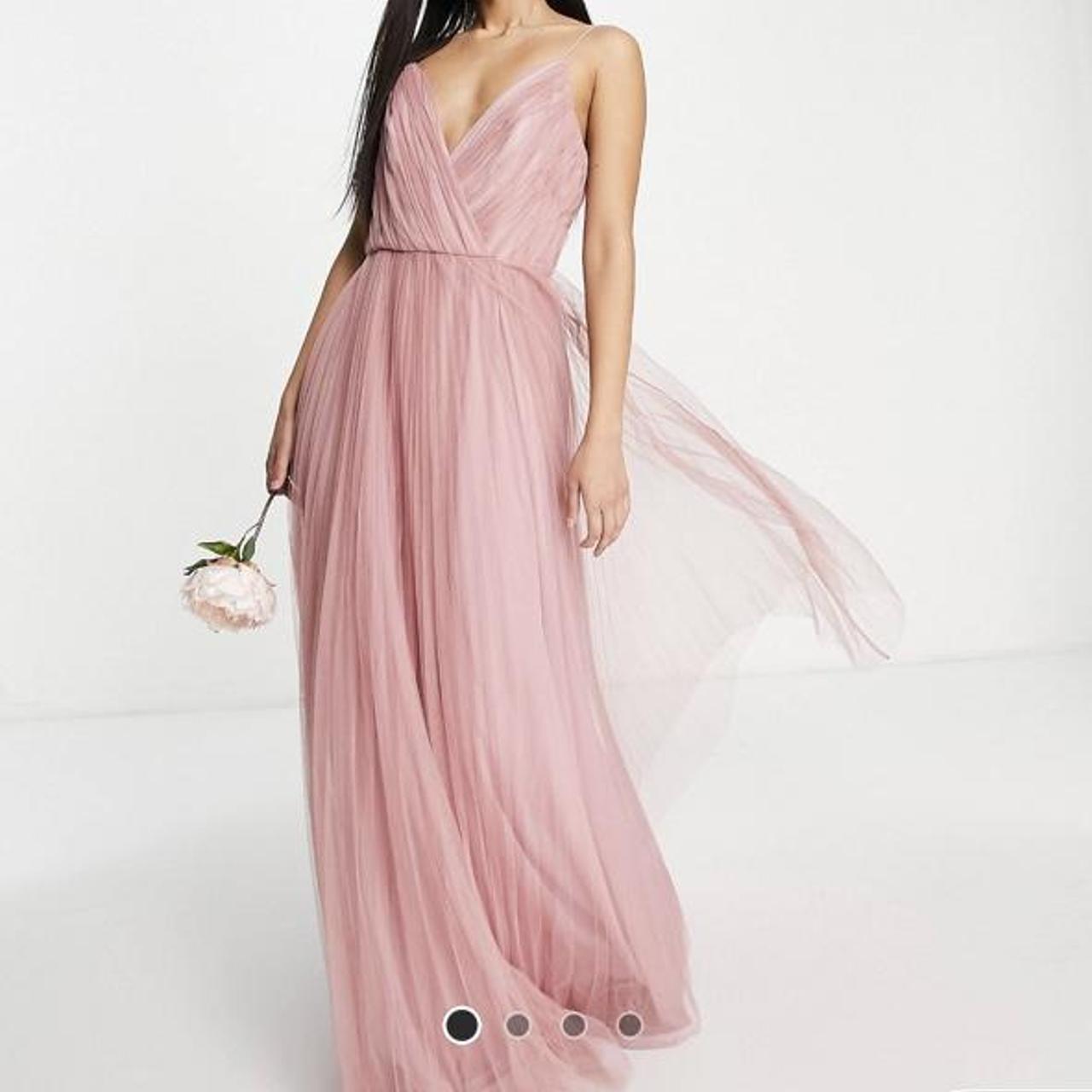 Asos Design Bridesmaid Cami Pleated Tulle Maxi Dress Depop