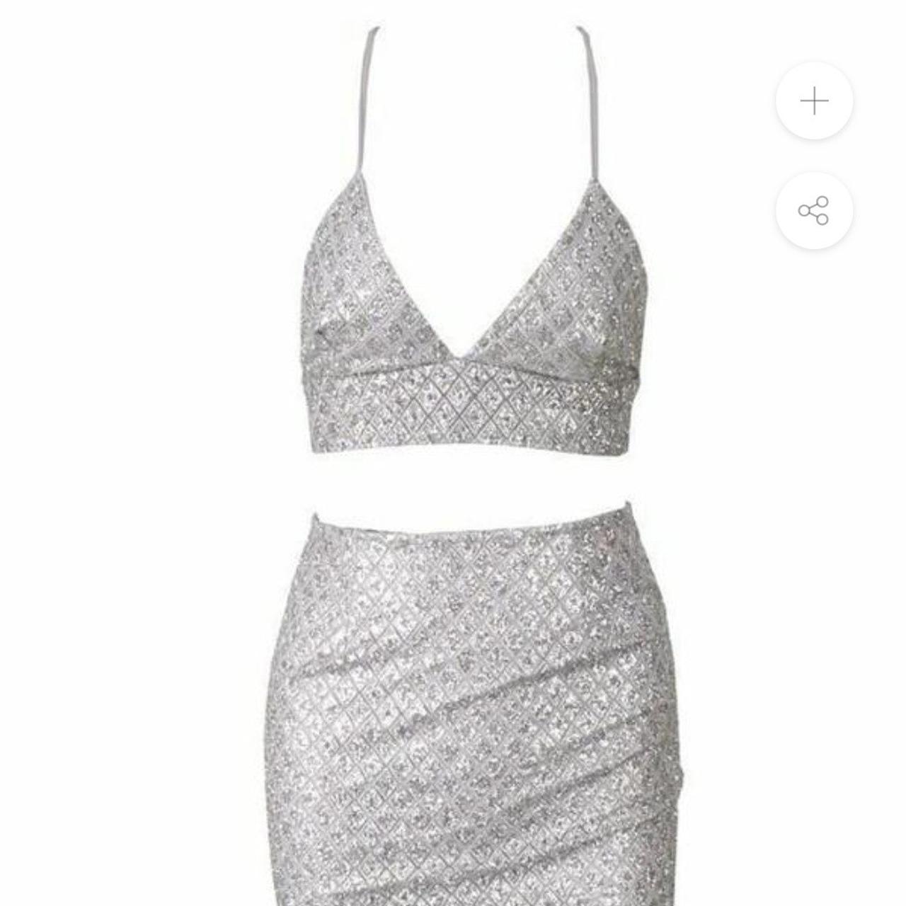 Glitter silver sequin two piece set ...