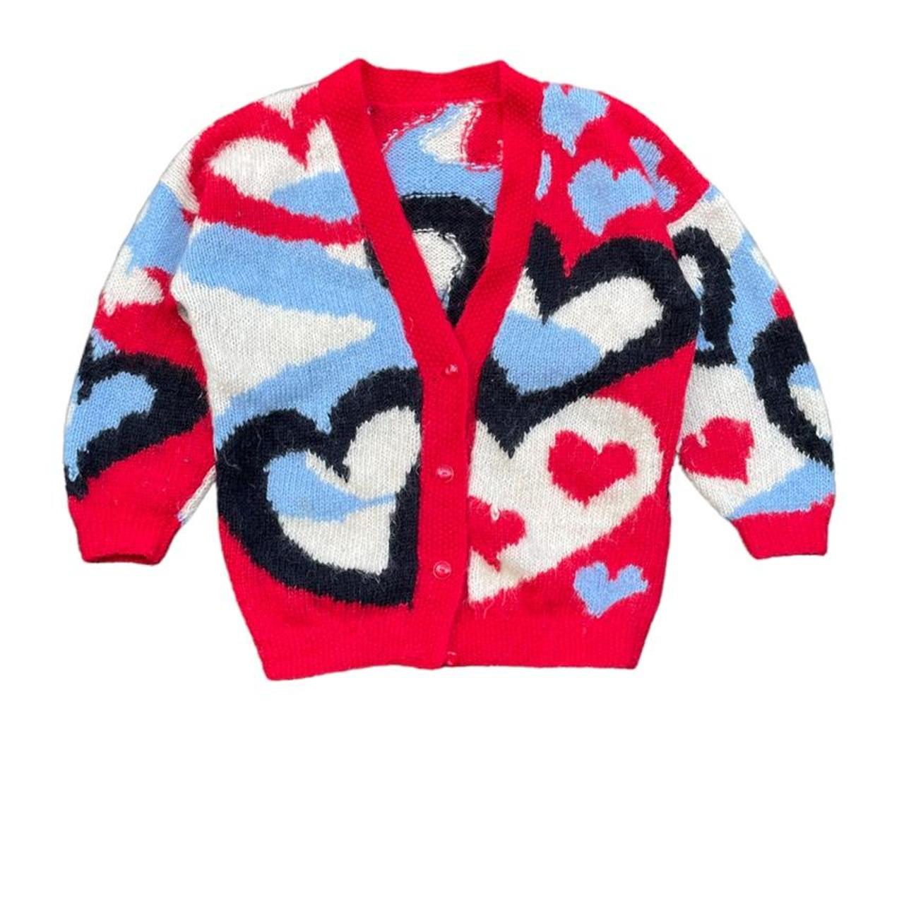 Super unique vintage knitted love heart cardigan ... - Depop