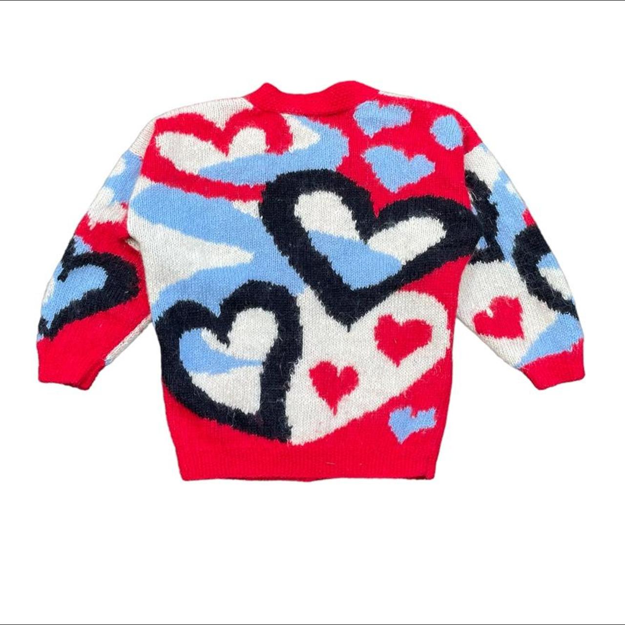 Super unique vintage knitted love heart cardigan ... - Depop