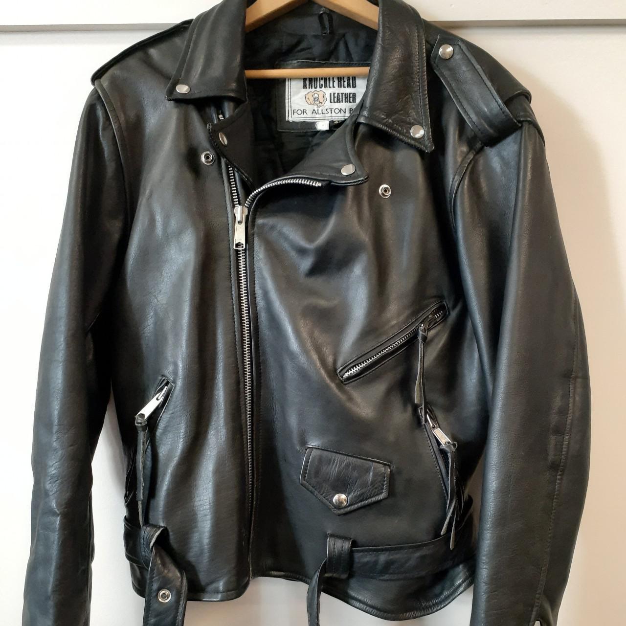 Vintage 80s Knucklehead style leather motorcycle - Depop